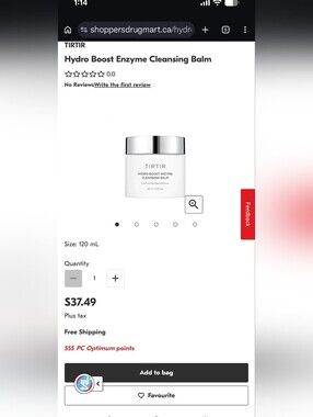 TIRTIR | NEW IN BOX | Hydro Boost Enzyme Cleansing Balm 120 ml